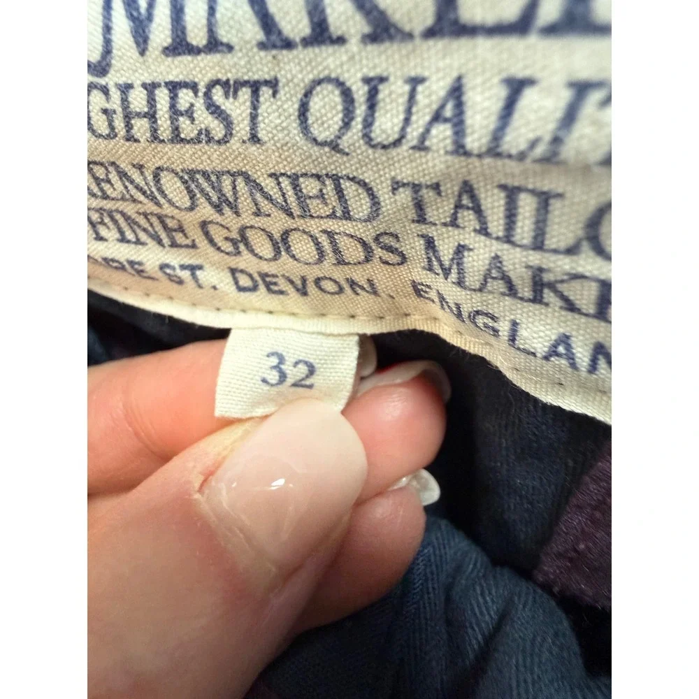 Jack Wills Shorts Mens Size 32 Navy Blue Chino‎ Cotton Twill Button Fly Preppy